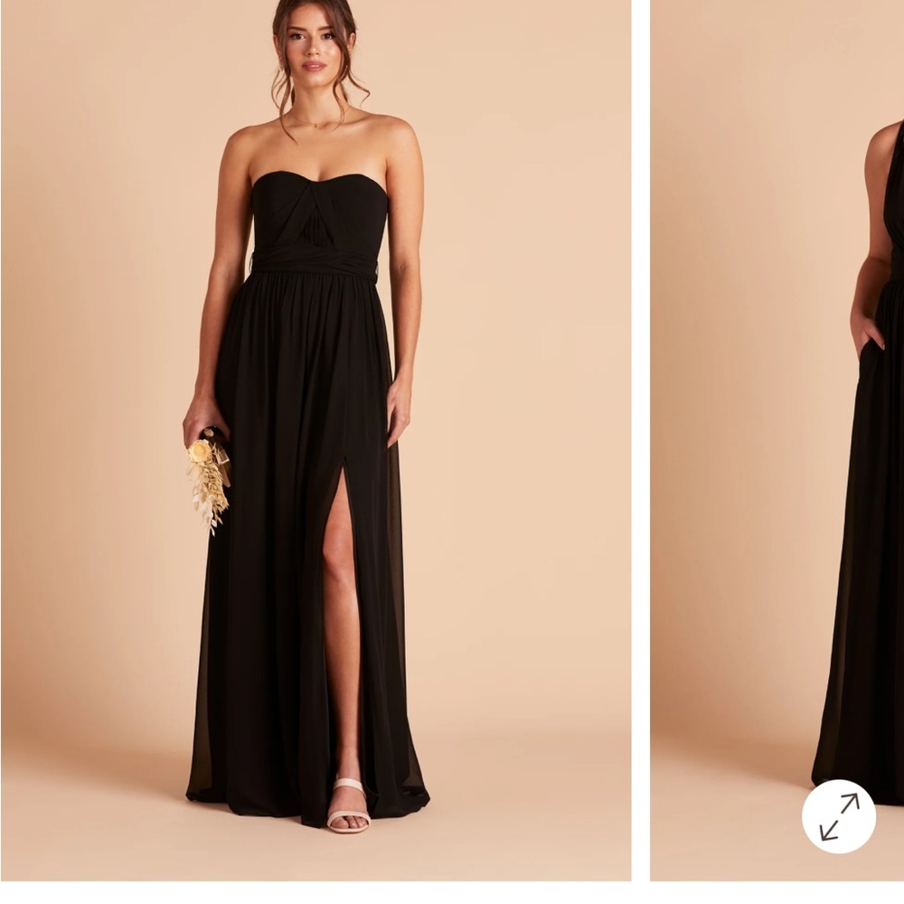 Birdy Grey Strapless Black Bridesmaid Gown with Front Slit